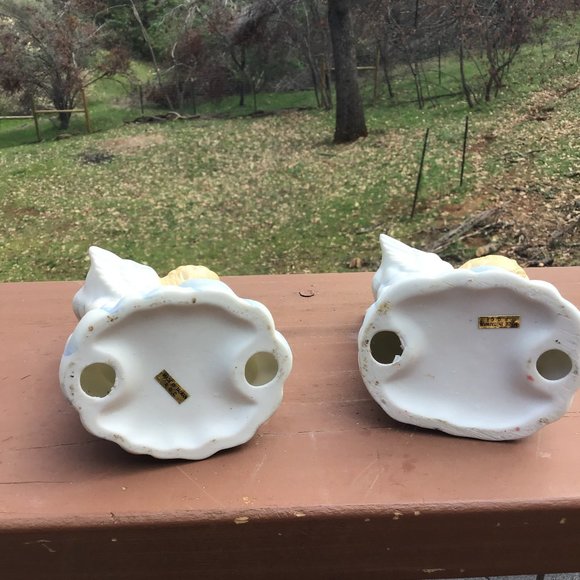 Praying Angels Vintage Taper Holders Matte Ceramic 5” - Picture 2 of 5